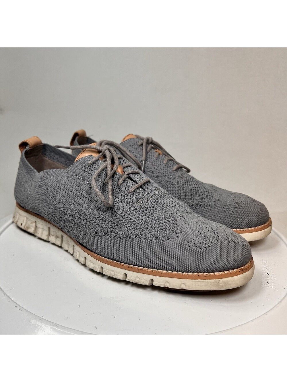 Cole Haan Zerogrand Stitchlite Wingtip Oxford Gray Knit Shoes Men’s Sz 9M C24944